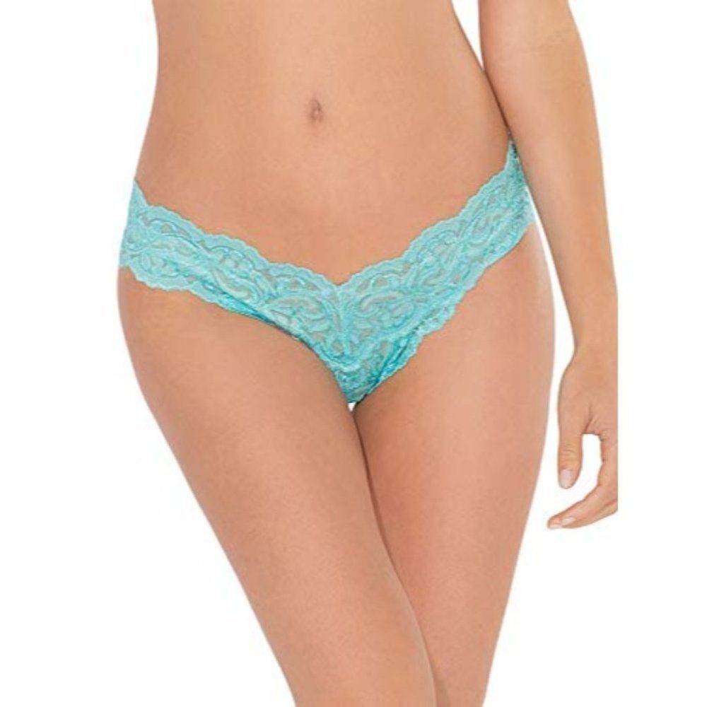 Smart & Sexy Womens Blue White Floral Stretch Lace Thong Panties Size 7 Lot Of 2